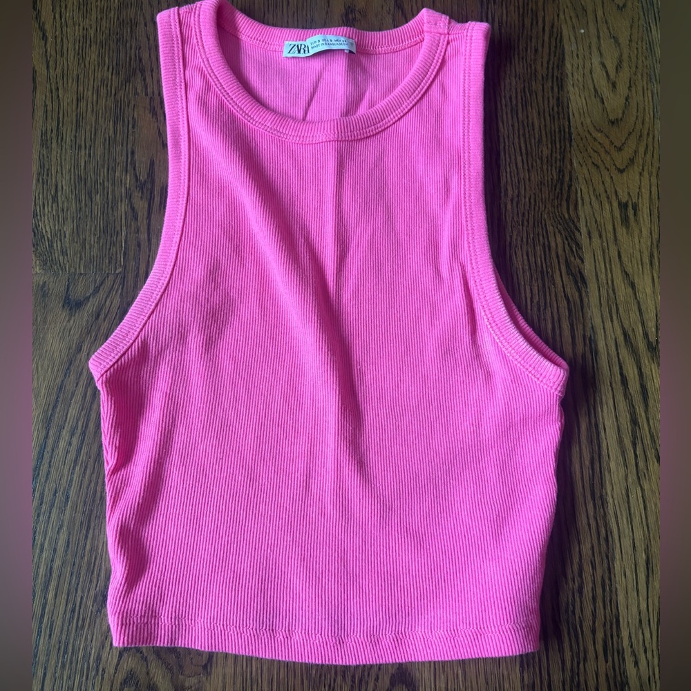 Zara Bright Pink Ribbed Top